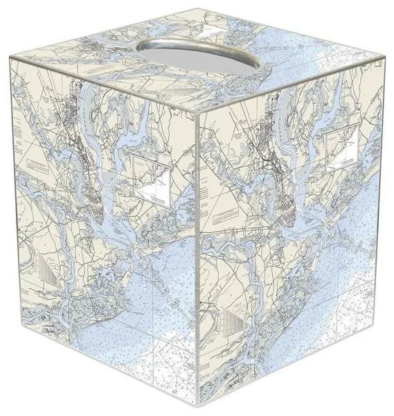 TB2746- Charleston, South Carolina Nautical Chart Map Tissue Box Cover
