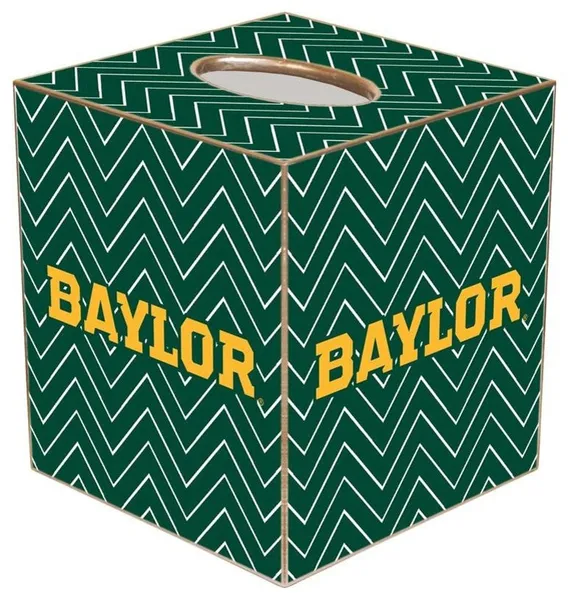 TB3116-Gold Baylor Green Chevron Tissue Box Cover