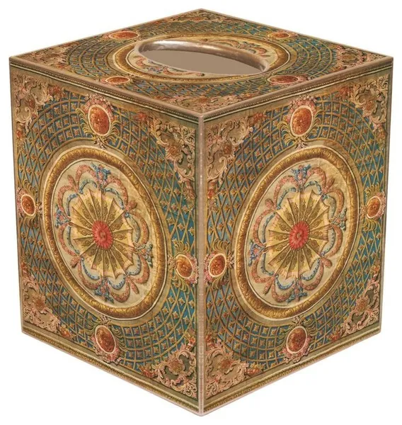 TB315-Gold Medallion Tissue Box Cover