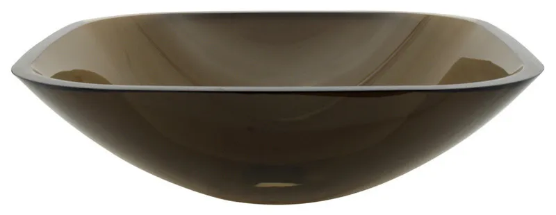 Templeton Brown Tempered Glass Vessel Bathroom Sink without Overflow Hole