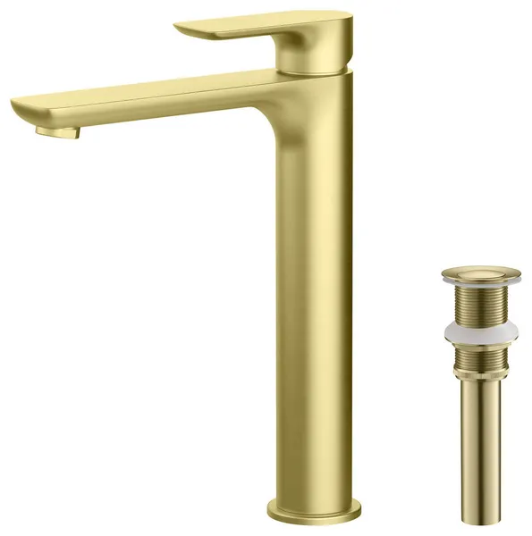 Tender-T Single Handle Bathroom Vessel Sink Faucet, Brushed Gold
