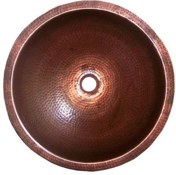 Terra Undermount Hammered Round Bathroom Copper Sink