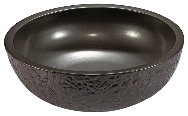 Textured Floral Porcelain Sink Bowl