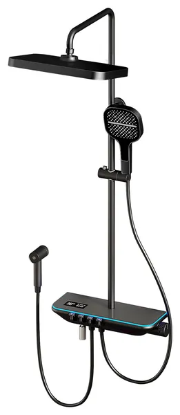 Thermostatic Complete Shower System with Handheld Shower and Bidet, Matte Black
