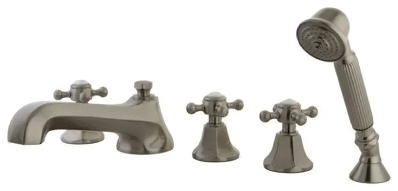 Three Handle Roman Tub Filler With Hand Shower