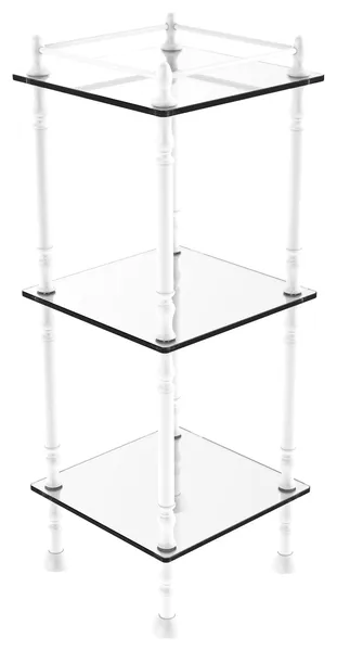 Three Tier Etagere with 14" x 14" Shelves, Matte White