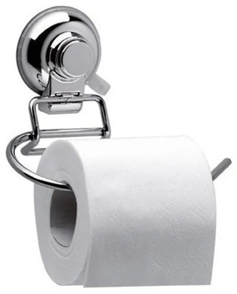 Toilet Paper Holder With Suction Cup Mounting and Chrome