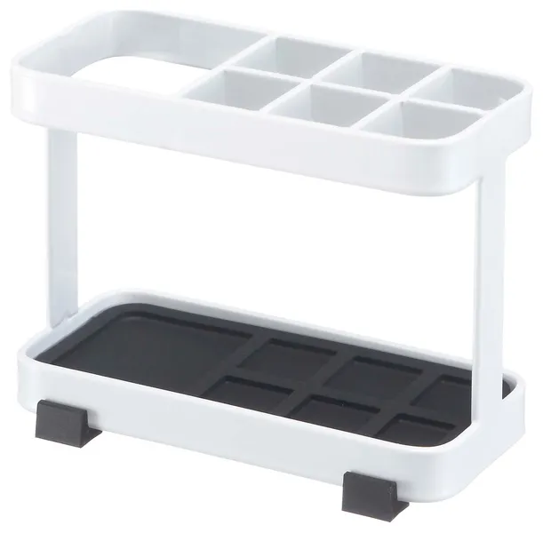 Toothbrush and Toiletries Stand, Steel, White