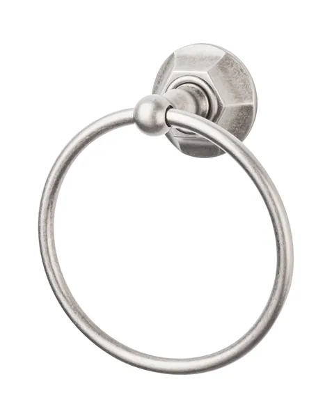 Top Knobs ED5B Edwardian Bath Towel Ring Hex Backplate - Antique Pewter