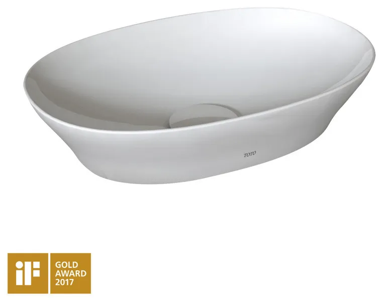 Toto Kiwami Oval 16" Vessel Bathroom Sink With CEFIONTECT Cotton White