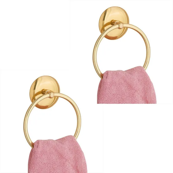 Towel Ring Bright Brass 6" D Pack of 2
