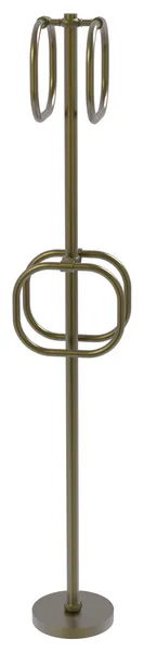 Towel Stand with 4 Integrated Towel Rings, Antique Brass