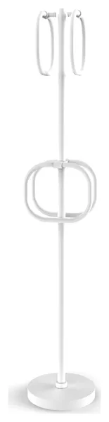 Towel Stand with 4 Integrated Towel Rings, Matte White