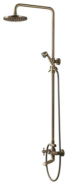 Traditional Rainfall Exposed Shower Fixture with Tub Spout in Antique Brass