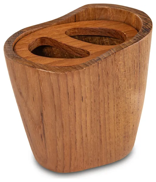 Traditional Solid Teak Oval Toothbrush Holder