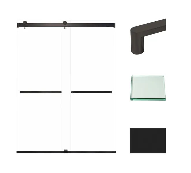 Transolid Brianna 60" W x 80" H Frameless Sliding Shower Door, Matte Black