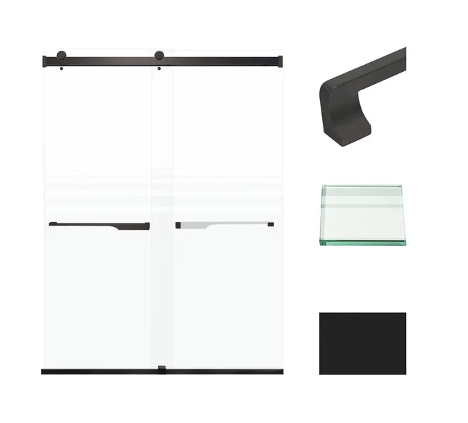 Transolid Brianna 60" W x 80" H Frameless Sliding Shower Door, Matte Black