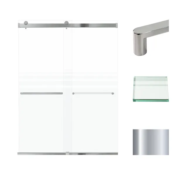 Transolid Brianna 60" W x 80" H Frameless Sliding Shower Door, Polished Chrome