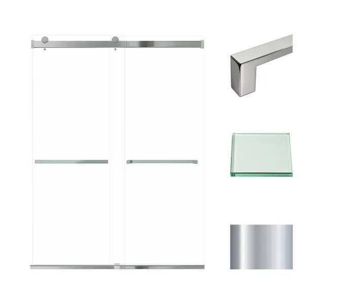 Transolid Brianna 60" W x 80" H Frameless Sliding Shower Door, Polished Chrome
