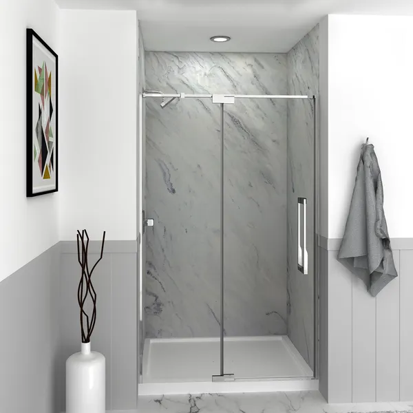 Transolid Irene 48"W x76"H Pivot Shower Door in Polished Chrome with Clear Glass