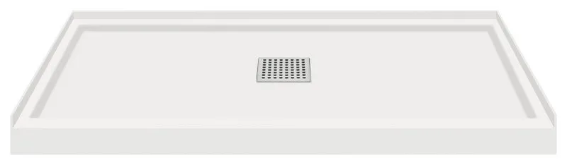 Transolid Linear 36 in. L x 48 in. W Alcove Shower Pan Base, Center Drain, Grey