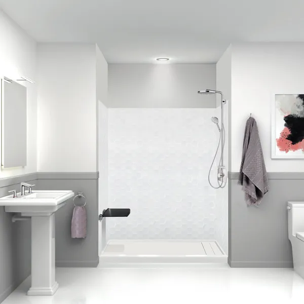 Transolid PWK603672-631 Prodigy 60x36x72 Shower Wall Kit, White 3D Hexagon