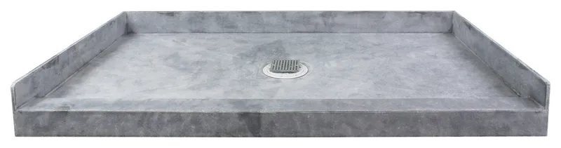 Transolid Ready to Tile 60"Lx36"W Shower Base, Dark Gray, Center Drain