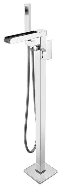 Transolid Roslyn Floor Mounted Tub Filler With Hand Shower, Polished Chrome