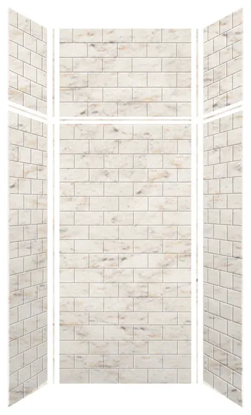 Transolid SaraMar 36"x36"x96" 6-Piece Shower Wall Kit, Biscotti Marble