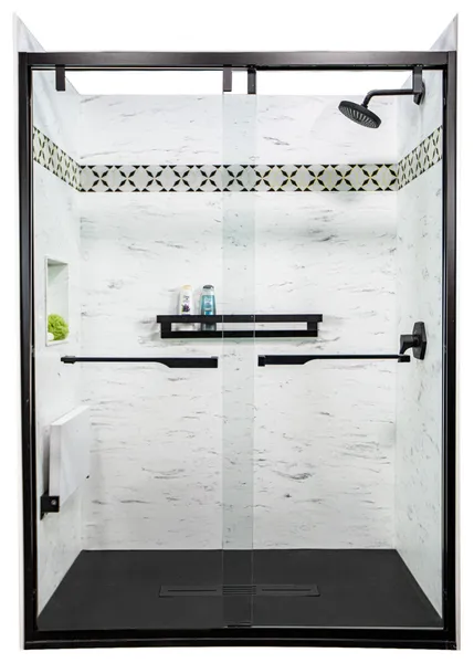 Transolid SaraMar 60"x36"x96" 3-Piece Shower Wall Kit, White Venito Velvet