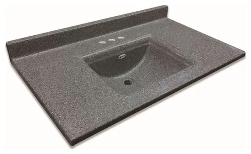 Transolid Savannah 37"x22" Single Bowl Vanity Top, Midnight Chrome