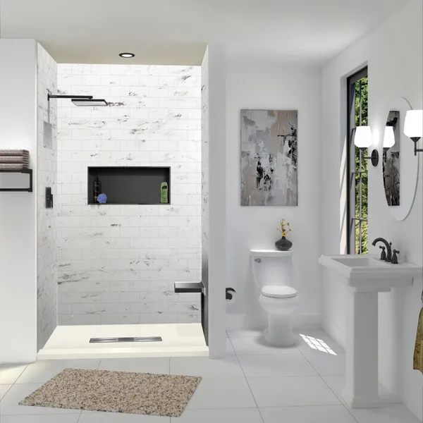 Transolid Trimslate 66x42 Shower Base Single Threshold Center Drain,Cameo