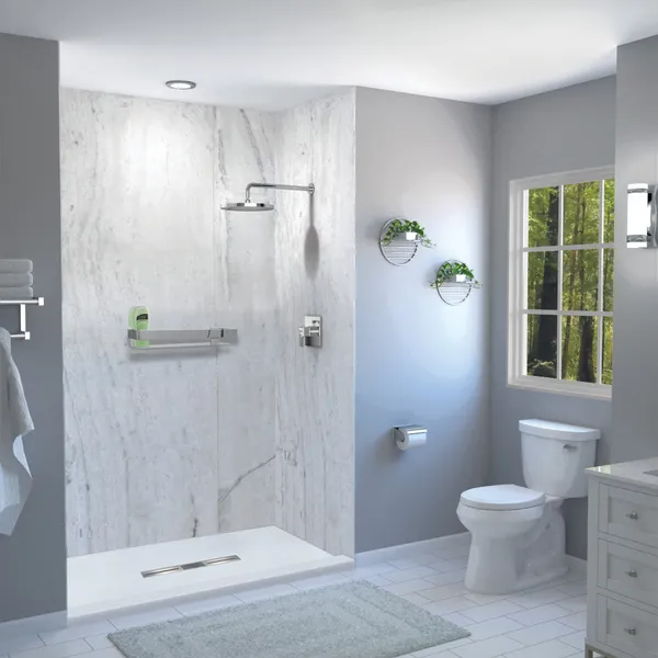 Transolid Trimslate 67x36 Shower Base Single Threshold Center Drain,White