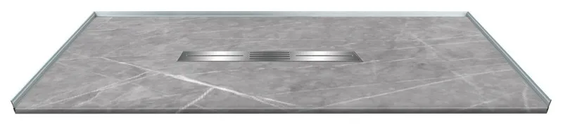 Transolid Trimslate Plus 60x36 Zero Threshold Shower Base Center Drain,Ashy Grey