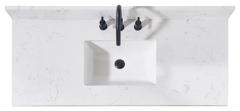 Trento Engineered Stone Vanity Top, Aosta White With White Sink, 49"