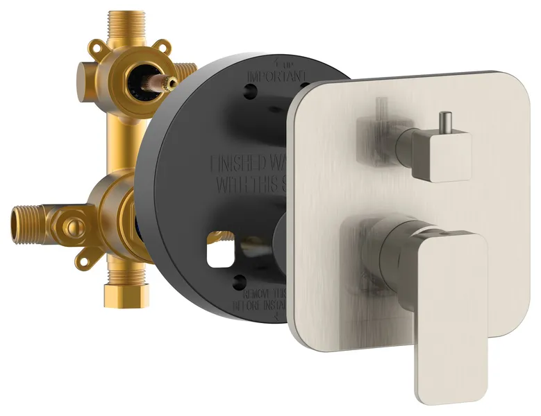 Tru-Temp Pressure Balanced Mixing Valve with Two Way Diverter Square Trim, Brushed Nickel