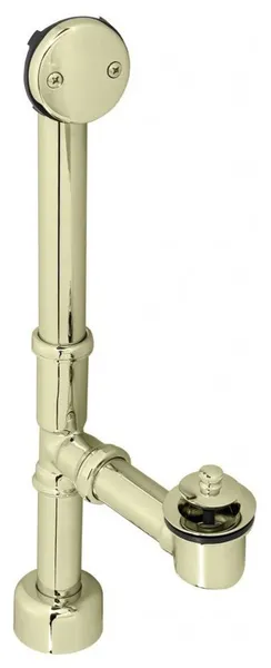 Twist & Close Bath Waste - 14" Make-Up, 17 Ga. Tubing In Polished Brass, Polished Brass