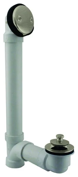 Twist & Close Sch. 40 PVC Bath Waste With Two-Hole Elbow In Satin Nickel