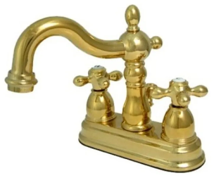 Two Handle 4" Centerset Lavatory Faucet with Brass Pop-up KS1602AX