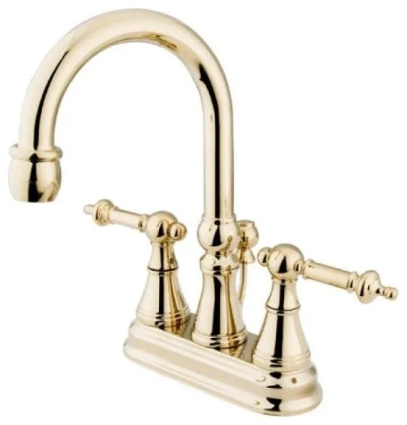 Two Handle 4" Centerset Lavatory Faucet with Brass Pop-up KS2612TL