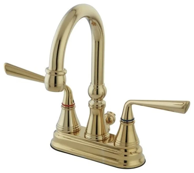 Two Handle 4" Centerset Lavatory Faucet with Brass Pop-up KS2612ZL