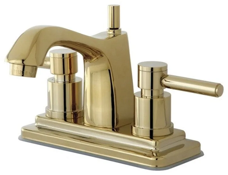 Two Handle 4" Centerset Lavatory Faucet with Brass Pop-up KS8642DL