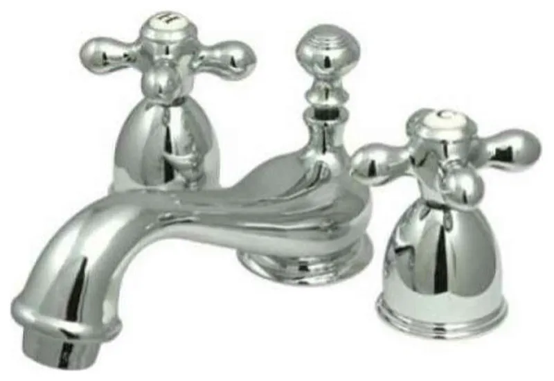 Two Handle 4" to 8" Mini Widespread Lavatory Faucet with Brass Pop-up