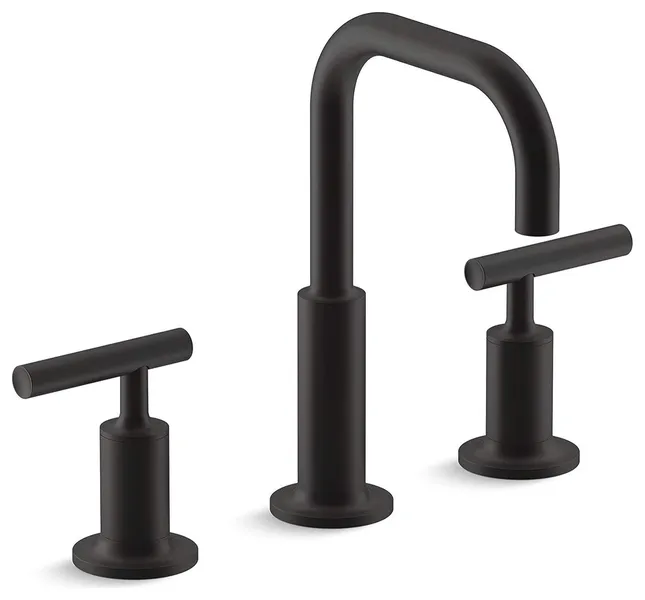 Two Handle Matte Black Bathroom Sink Faucet with Pop Up Drain Included