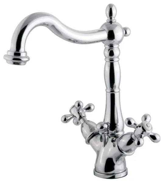 Two Handle Mono Deck Faucet with Brass Pop-up & Optional Deck Plate KS1431AX