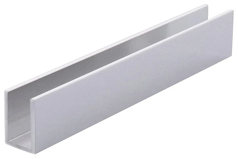 U-Channel 3/8" for Fixed Panel Shower Door Deep 95", Brite Anodized