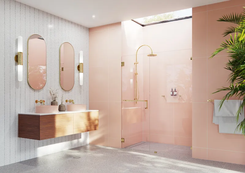 Umbra Frameless Wall Hinged Shower Door Towel Bar and Single Stationary Panel