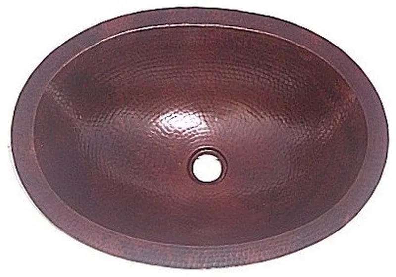 Undermount Hammered Oval Bathroom Copper Sink II
