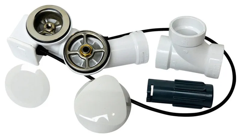 UNI-FLOW Delta Cable Action Drain and Overflow Kit, White