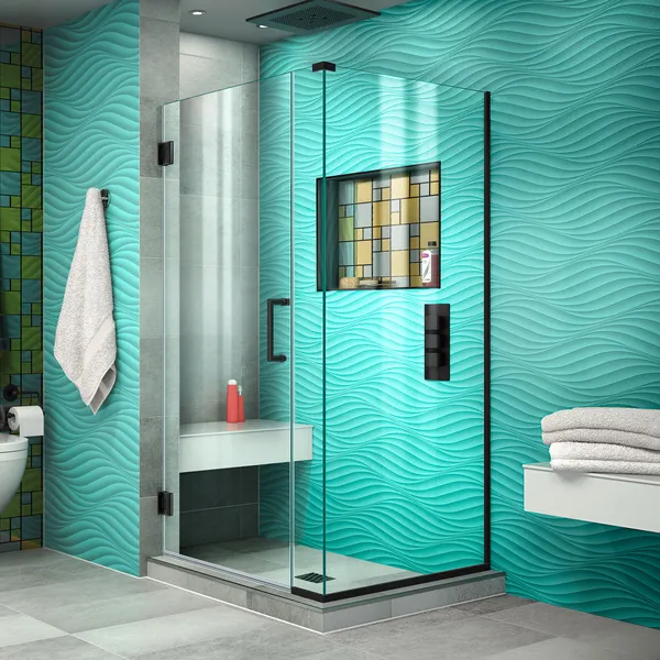 Unidoor Plus 31.5"Wx30 3/8" DFrameless Hinged Shower Enclosure, Satin Black